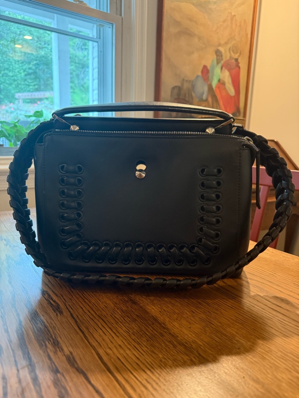 Fendi Black Whipstitch Dotcom Bag & NWT Matching Fendi Strap You Bundle Set